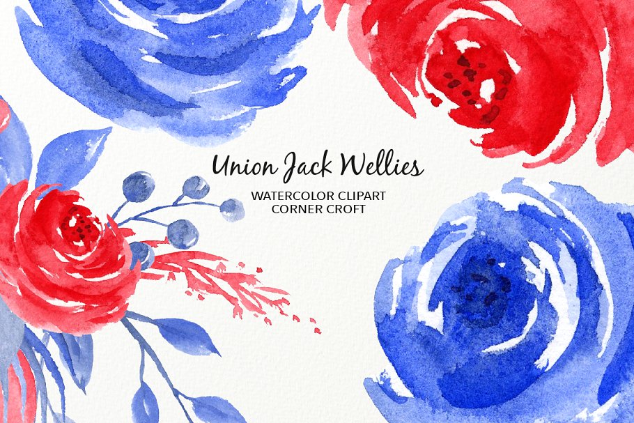 水彩英国国旗雨靴插图 Watercolour Union Jack Rain Boots插图(5)