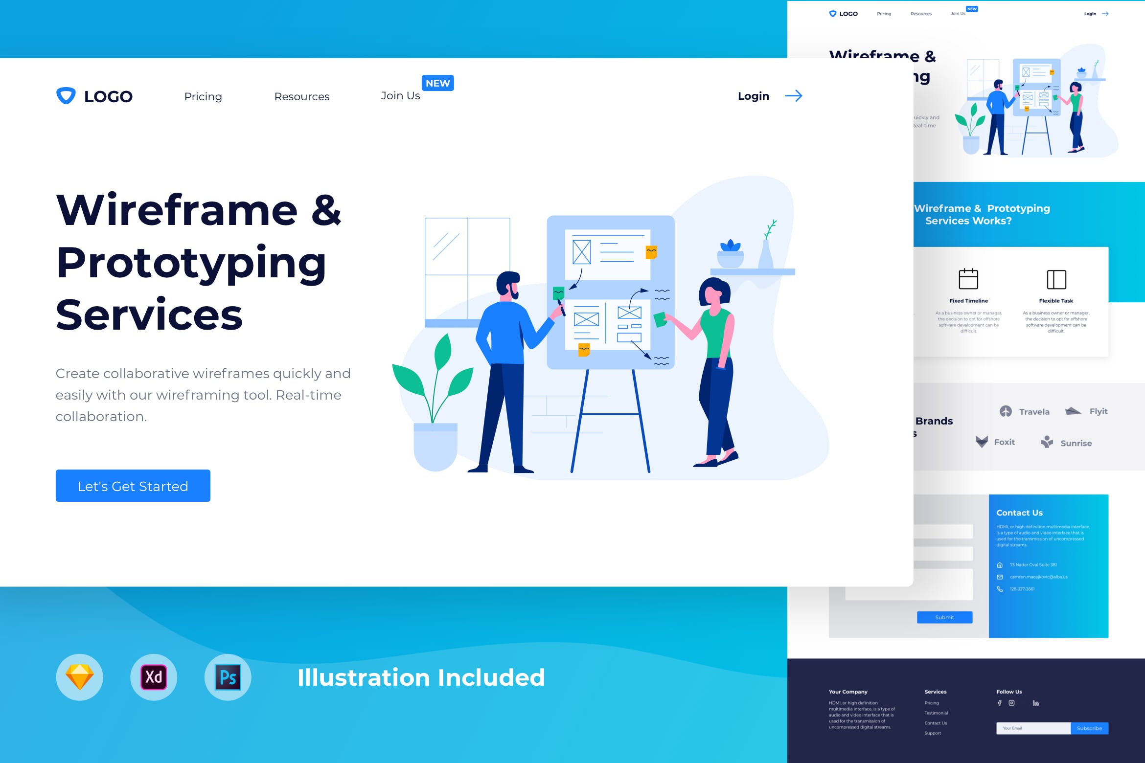 企业/品牌/产品网站着陆页设计UI/UX模板 UI UX Wireframe – Wireframing Landing Page插图