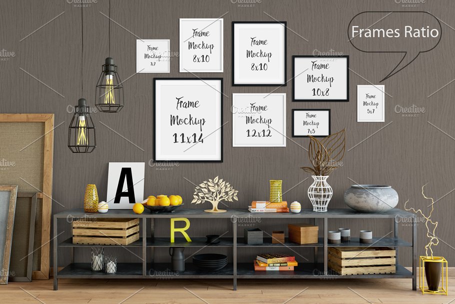 室内画框&墙纸设计展示样机 Interior Frame & Wall Mockup 06插图(1)
