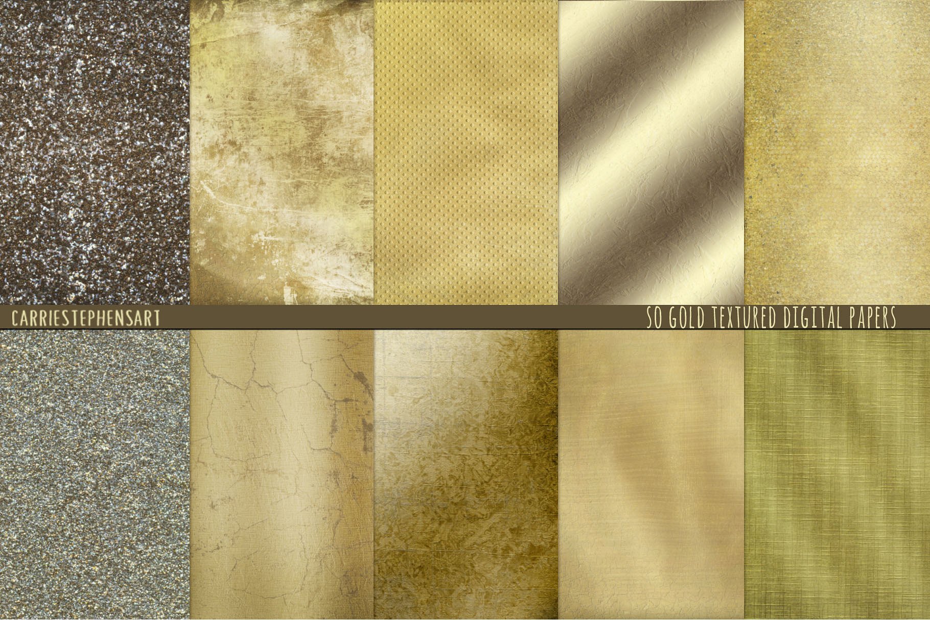 多材质金色浅金色调数码纸张纹理 Gold Digital Background Textures插图