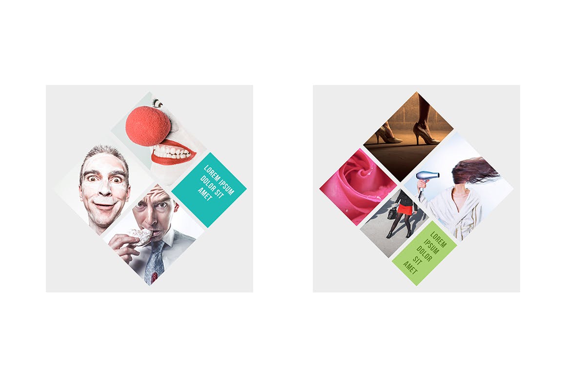 菱形相框照片预览样机素材库精选模板 Rhombic Photo Frame Templates插图(1)