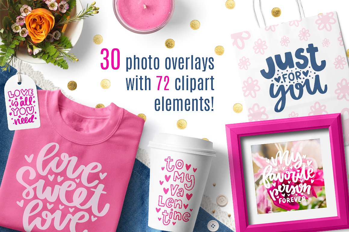 30幅情人节和爱情主题相关的字体图形剪贴画模板插图(1)