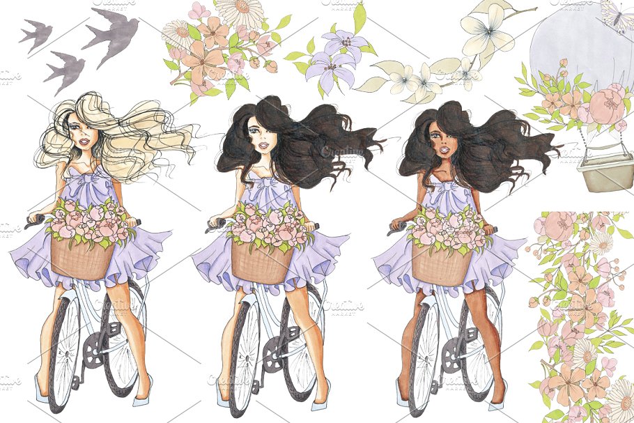 春季情调水彩插画合集 Spring Mood Design Kit插图(4)