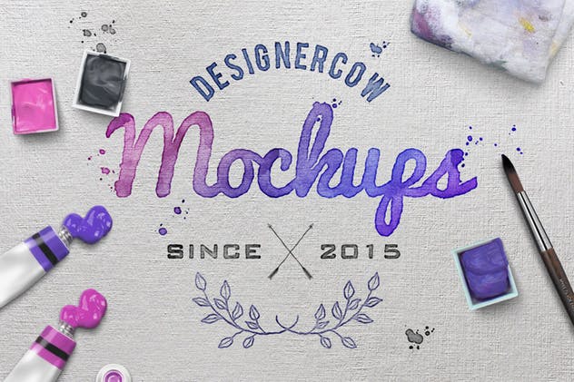 逼真水彩文本文字特效样式 Watercolor Scene Text Mockups插图(7)