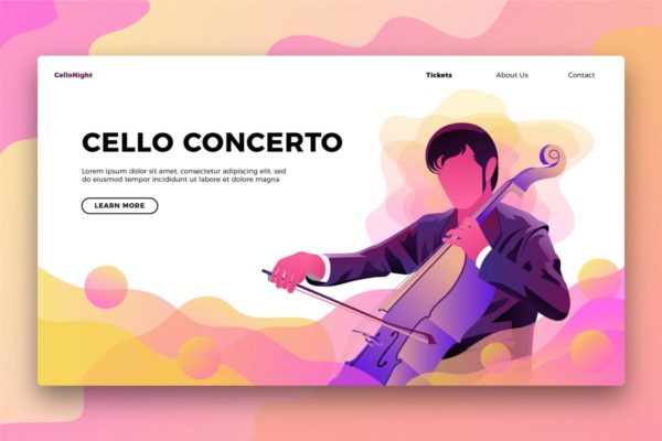 大提琴音乐主题网站Banner&amp;着陆页模板 Cello Music – Banner &amp; Landing Page
