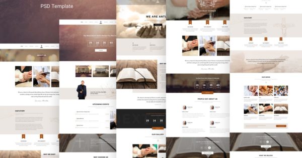 教堂和宗教主题网站设计PSD模板 Antlia – Church &amp; Religion PSD Template