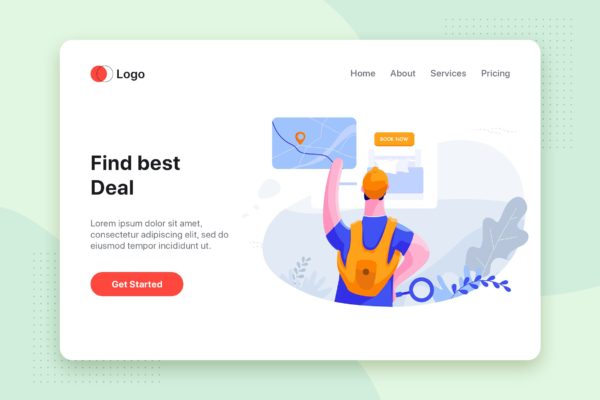 最佳交易-旅行主题扁平设计风格素材库精选概念插画 Find best deal – Travel flat illustration concept