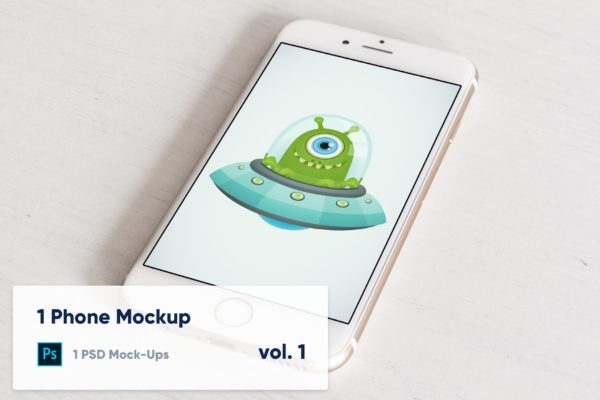 白色背景iPhone屏幕预览素材库精选样机模板 1 Phone Mockup on Wooden Background