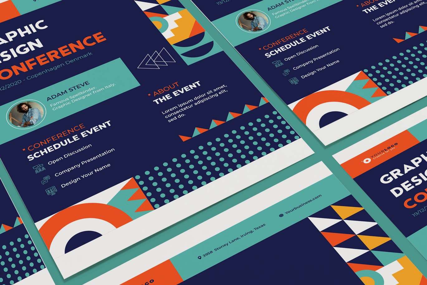 活动&会议主题海报PSD素材素材库精选模板 Event Conference Poster Illustrator Template插图