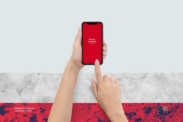 手持iPhone 11屏幕触摸演示素材库精选样机模板 iPhone 11 Mockup