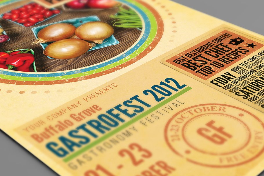 美食节宣传广告海报模板 Festival Flyer Template插图(2)