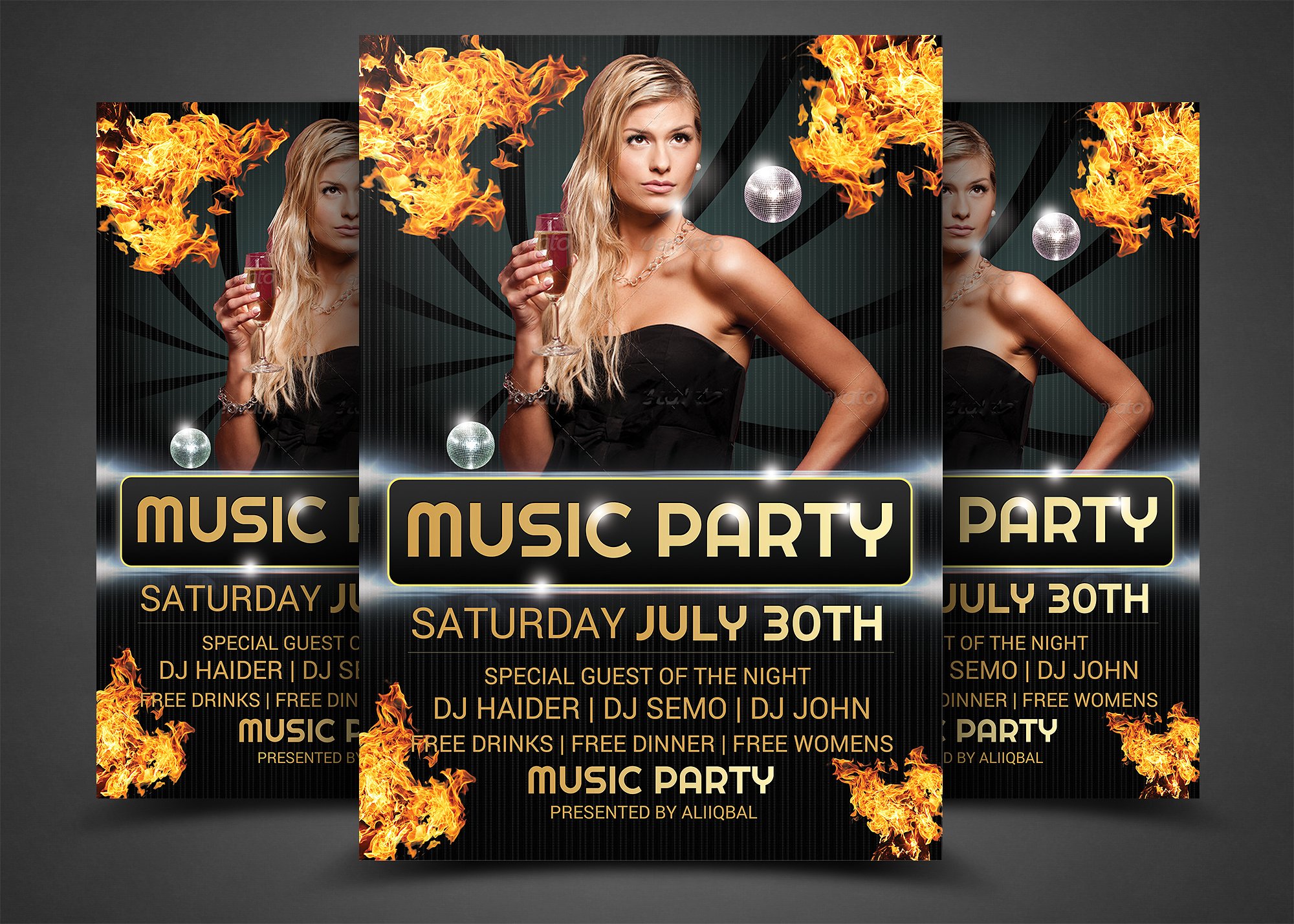 夜店夜场宣传海报设计模板 Night Party Flyer插图