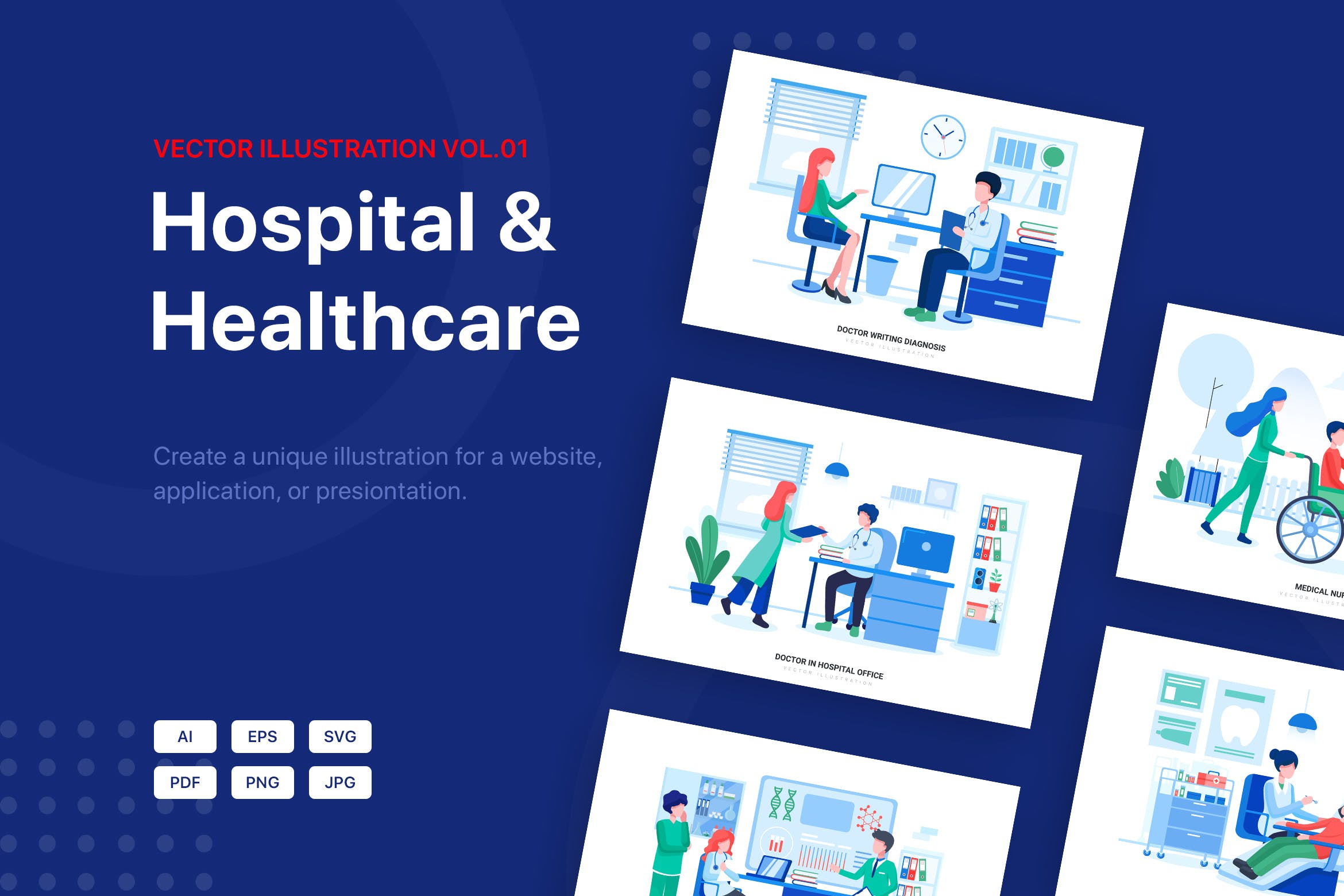 医院&医疗场景矢量插画素材包v1 Hospital & Healthcare Vector Scenes (Vol 01)插图