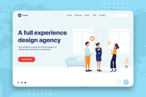 商务人士讨论场景网页Banner&amp;着陆页设计矢量插画 Business People Talking Web Banner Landing Page