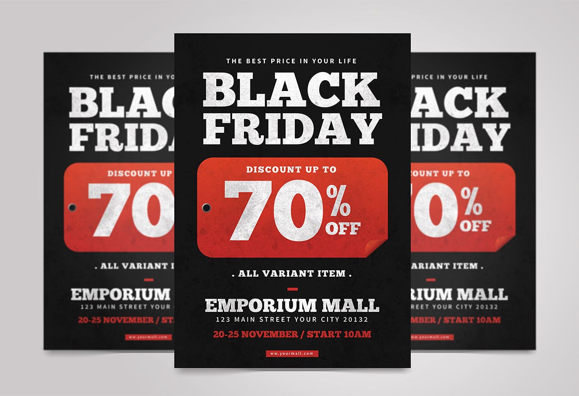 黒五购物狂欢节店铺年终大促海报传单设计模板 Black Friday Flyer插图(2)