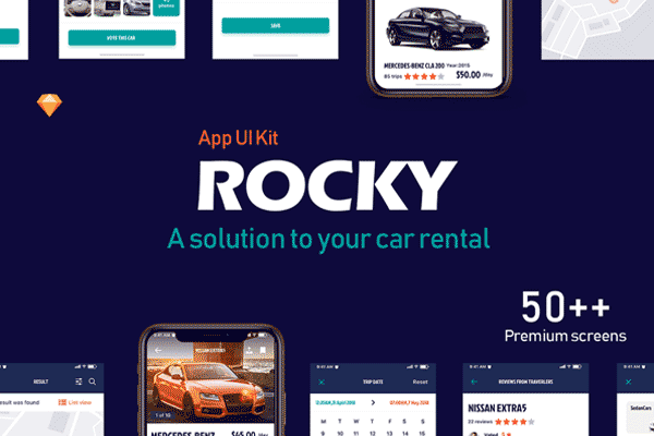 素材库下午茶：多功能租车 APP UI KIT 模板下载 [Sketch]