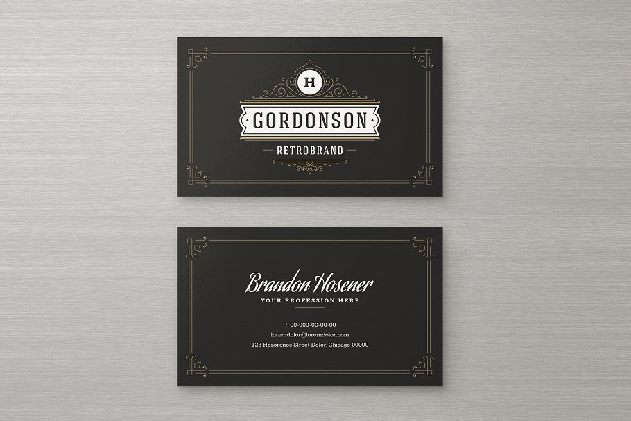 15款复古装饰风格企业名片设计模板 15 Ornaments Business Cards Bundle插图(8)