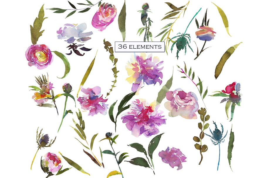 粉红牡丹水彩剪贴画合集 Pink Peony Watercolor Clip Art Set插图(4)