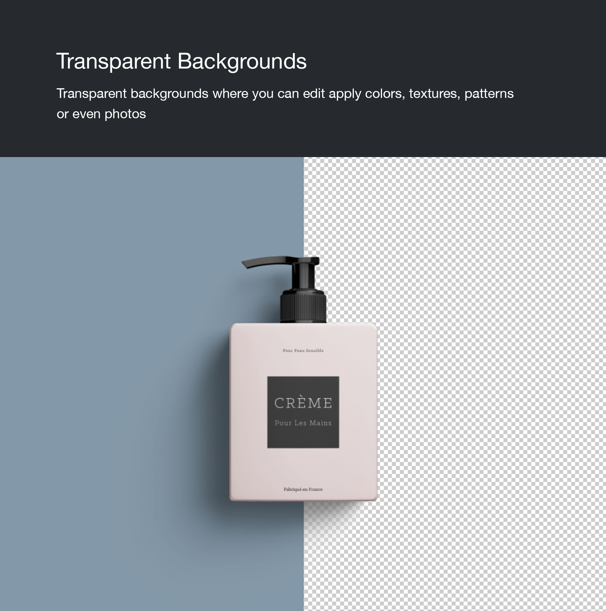 按压式瓶乳液包装外观设计样机模板 Cream Bottle Mockup插图(7)