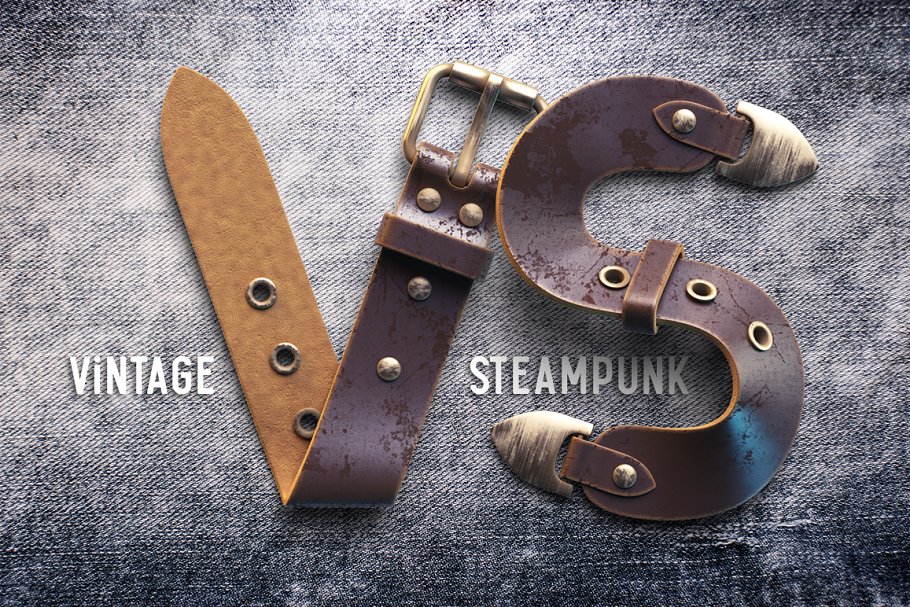 蒸汽朋克时代风格皮带样式PSD字体 PSD Font "Belt"插图(3)