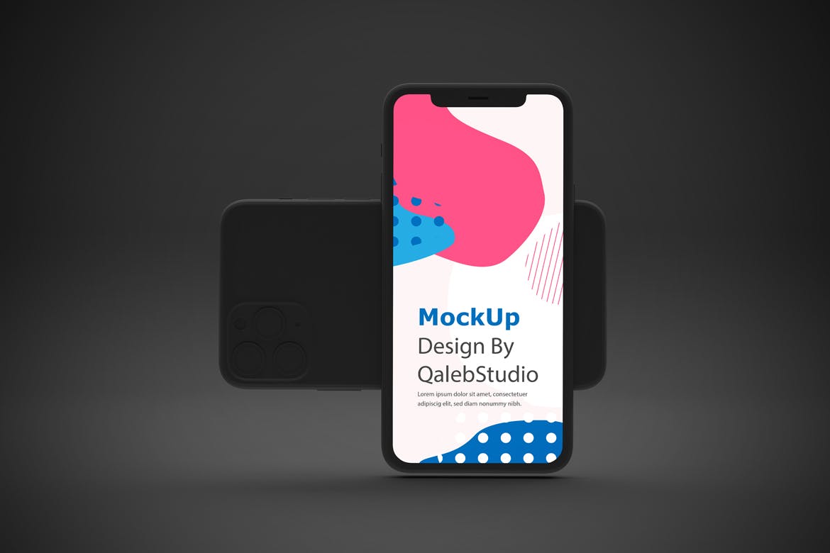 黑色背景iPhone 11智能手机屏幕预览样机 Dark iPhone 11 Mockup插图(4)