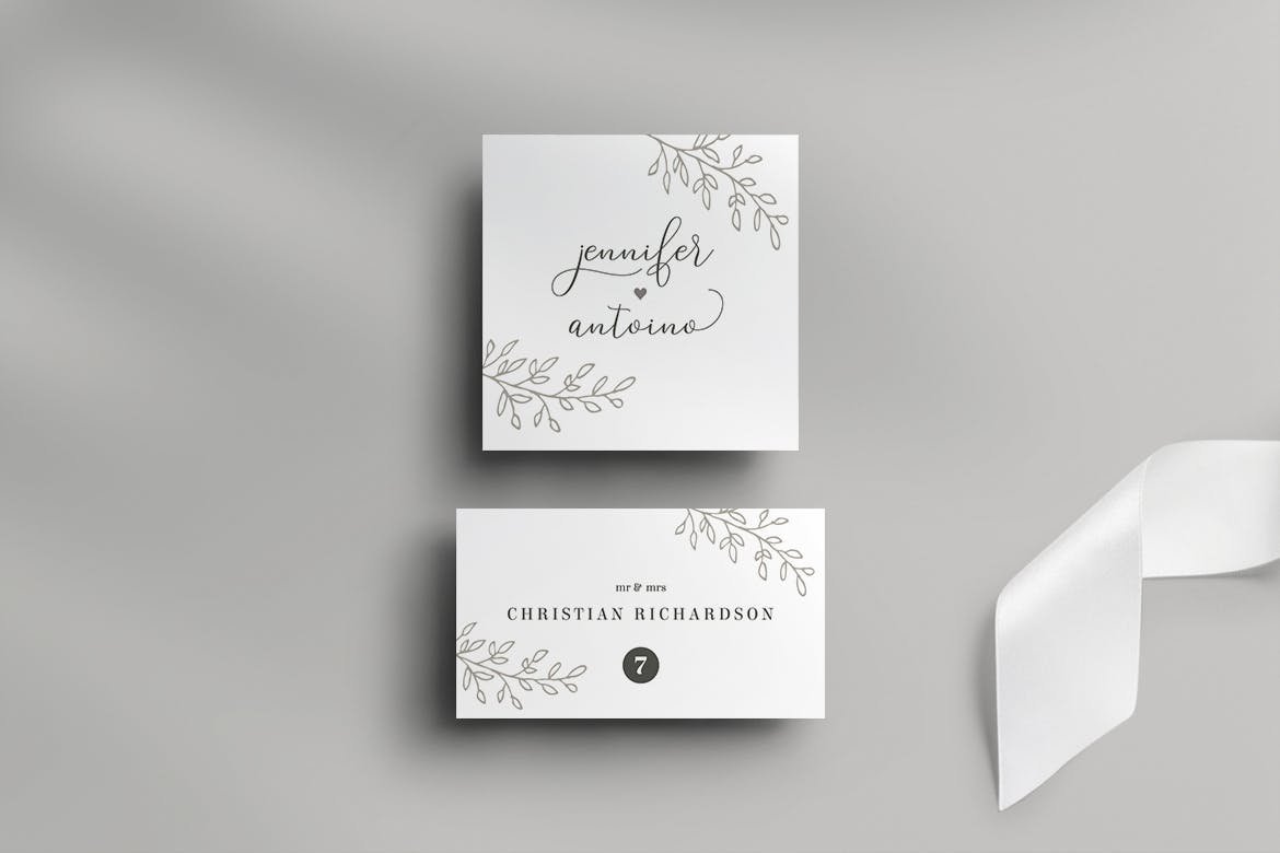 简约朴素风格婚礼邀请设计物料素材 Wedding Invitation Set插图(6)