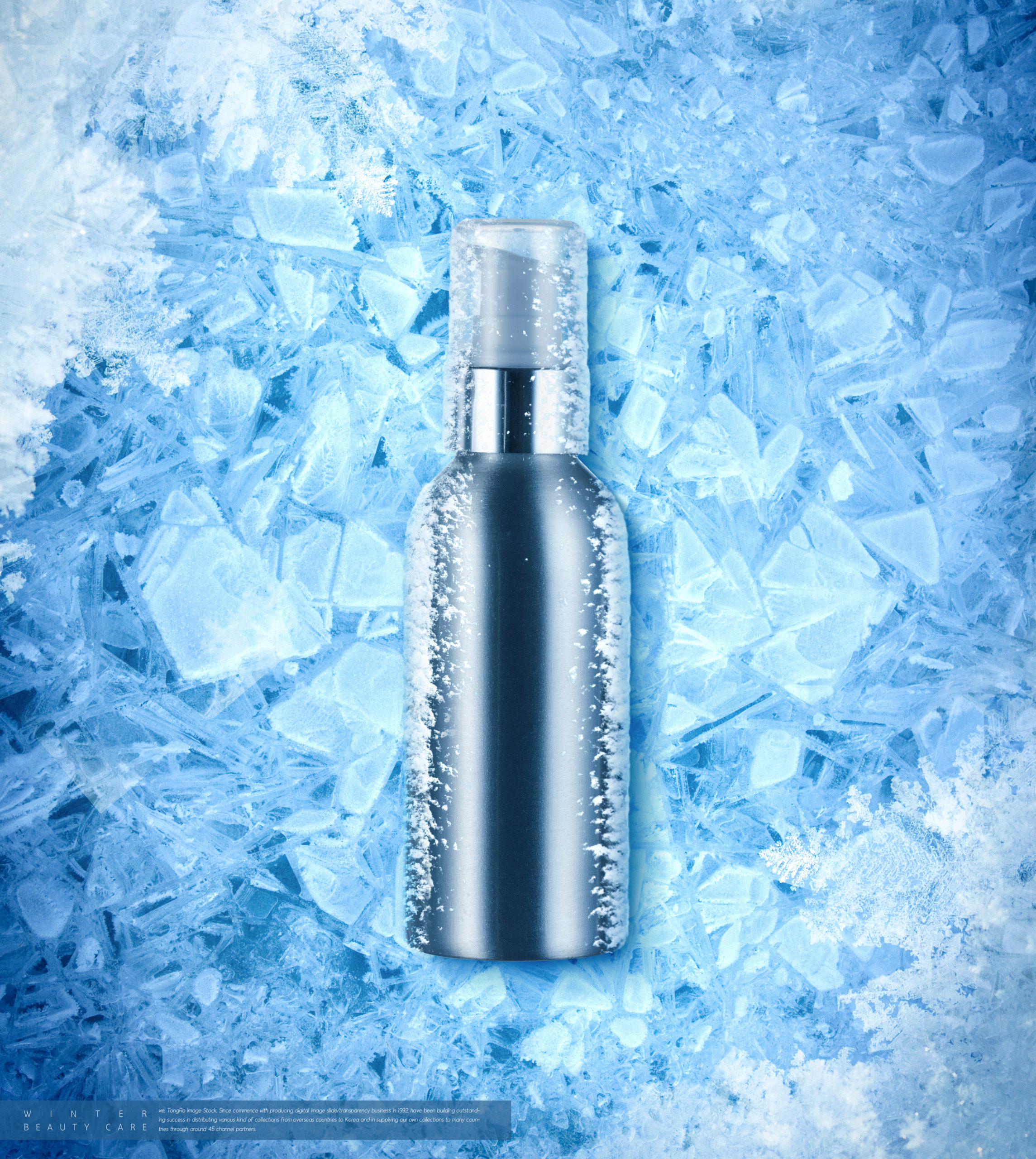 雪花背景冬季美容护肤品广告海报模板套装[PSD]插图