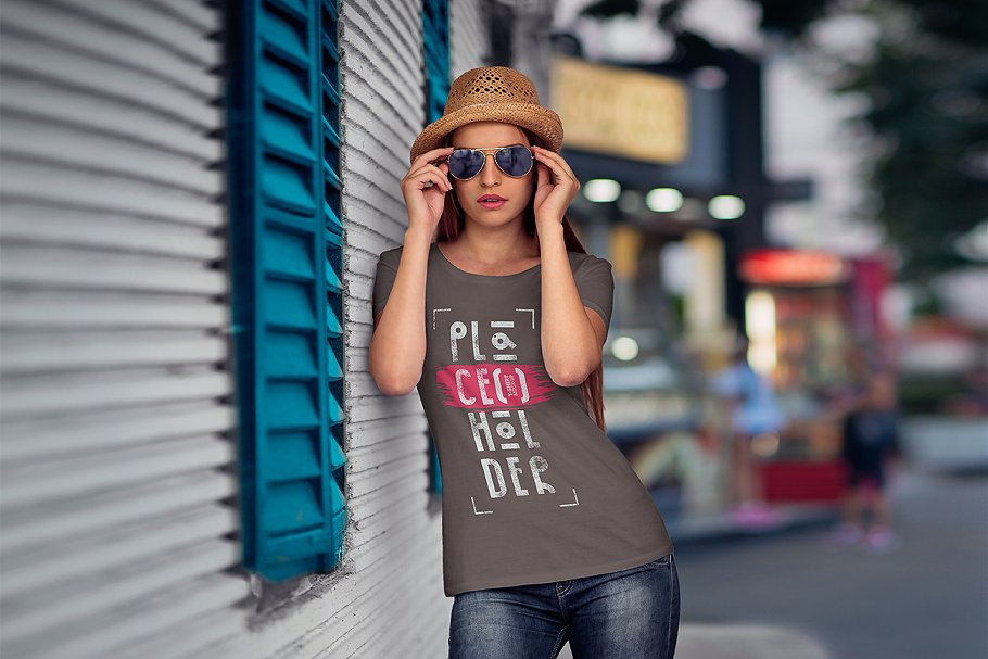 欧美模特T恤上身效果样机模板 T-Shirt Mock-Up Vol.4插图(1)