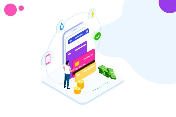 支付交易金融业务场景等距概念插画v5 Pay Money of Finance Isometric Illustration – FV