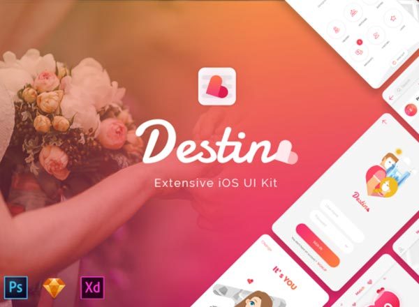 一套特别的浪漫的用于约会的创意APP UI KITS下载[PSD,XD,Sketch]