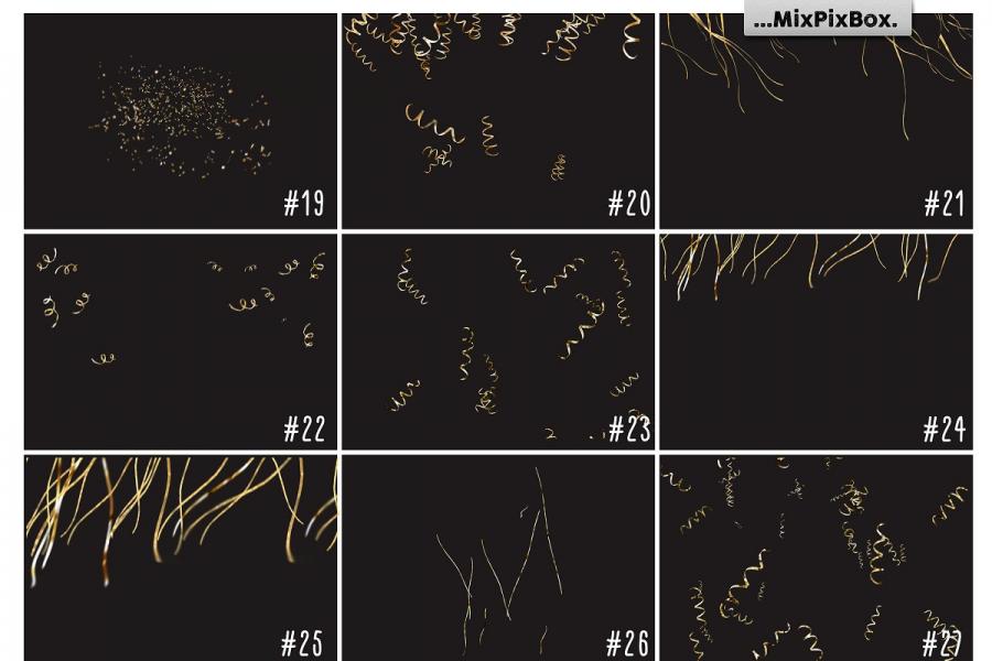 金色闪亮五彩纸屑照片叠层背景插图(3)