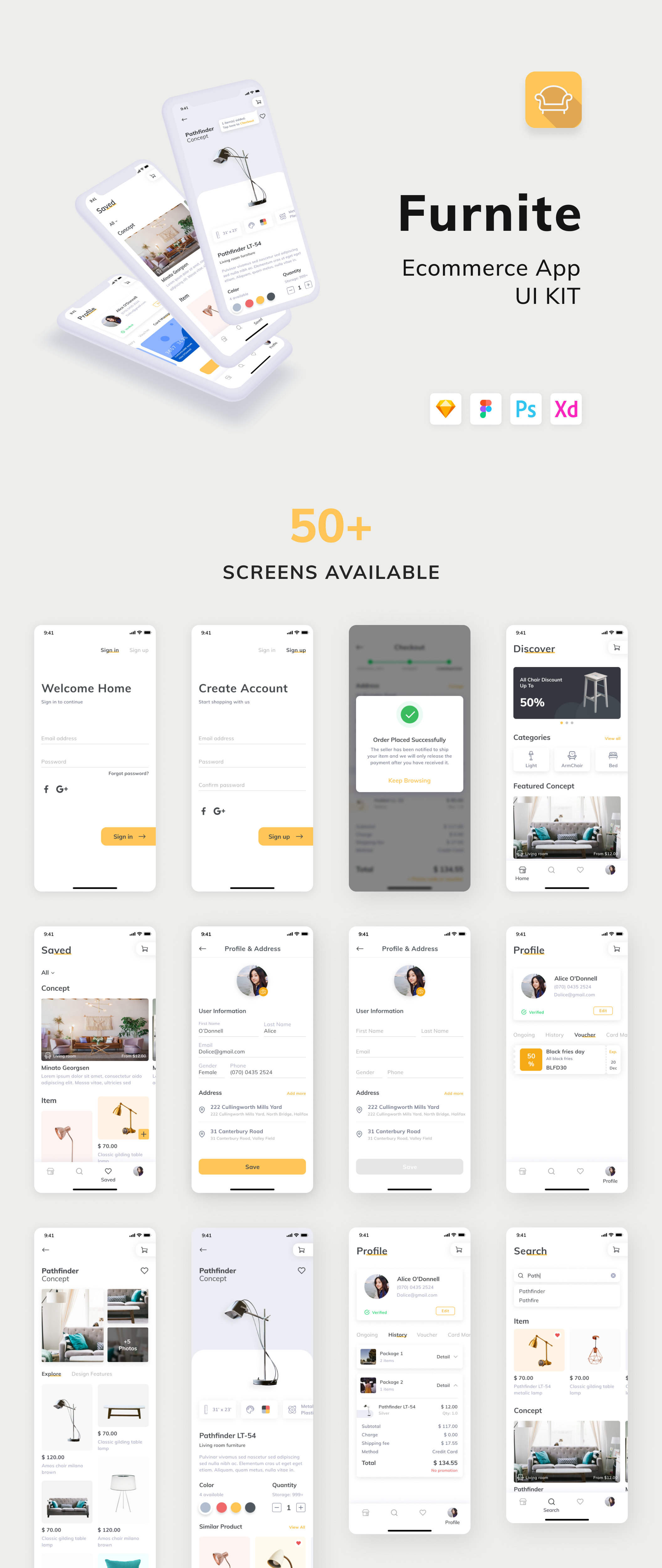 素材库下午茶：家具商店电子商务APP应用UI套件插图