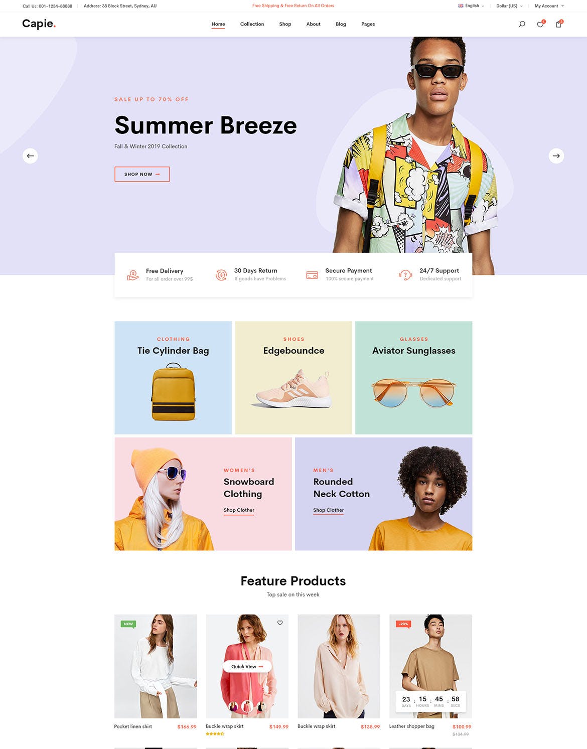 简约时尚设计风格电商网站设计PSD模板 Capie | Minimalist eCommerce PSD Template插图(2)