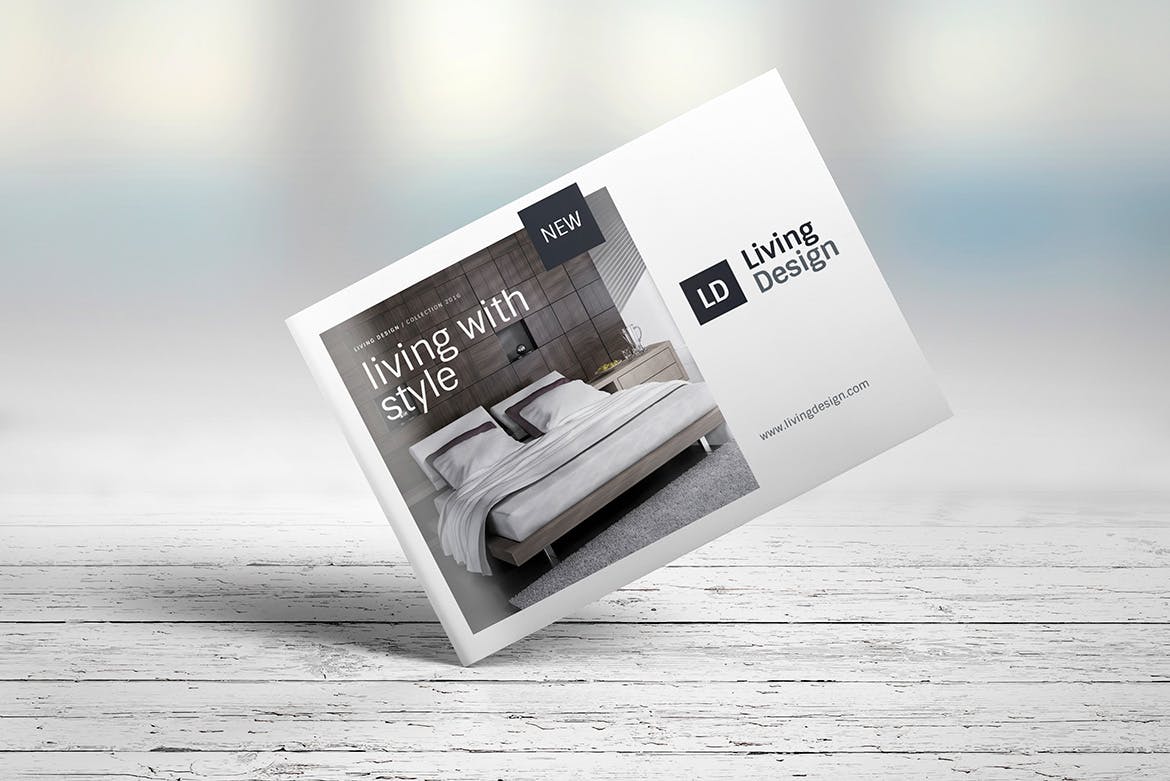 横版设计风格企业宣传册/企业画册内页版式设计样机素材库精选 Landscape Brochure Mockup插图(5)