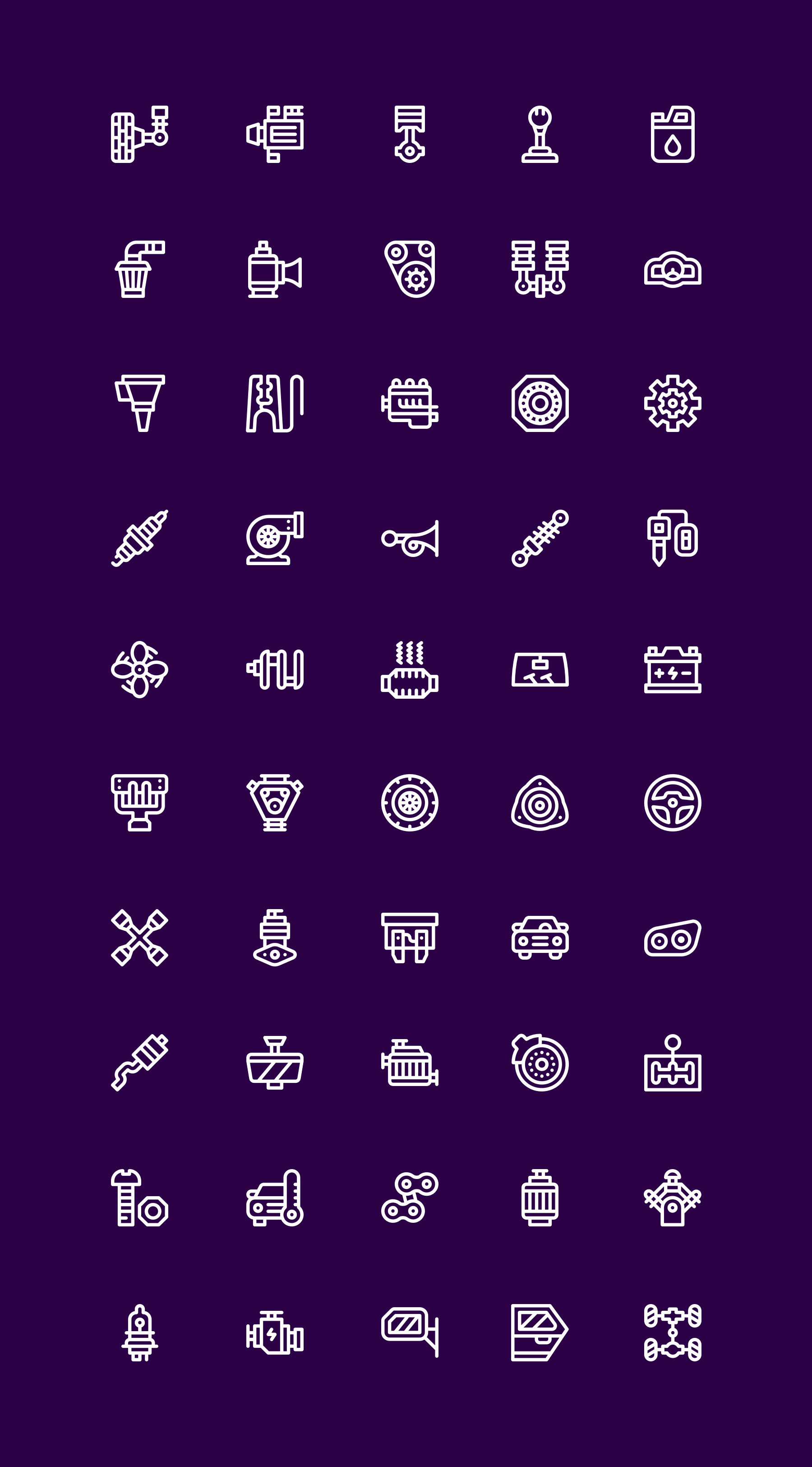 50 枚汽车引擎元素线性图标