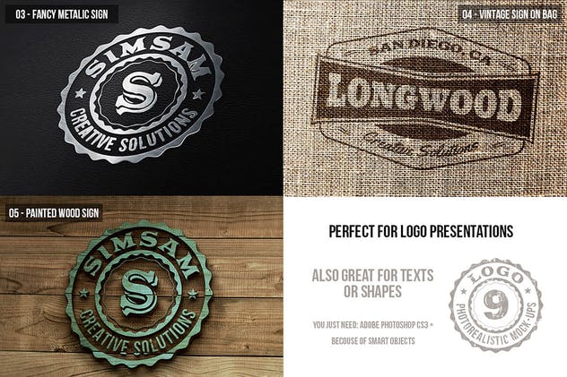 多应用场景复古品牌Logo设计样机模板 Photorealistic Logo Mock-Ups Vol.2插图(2)