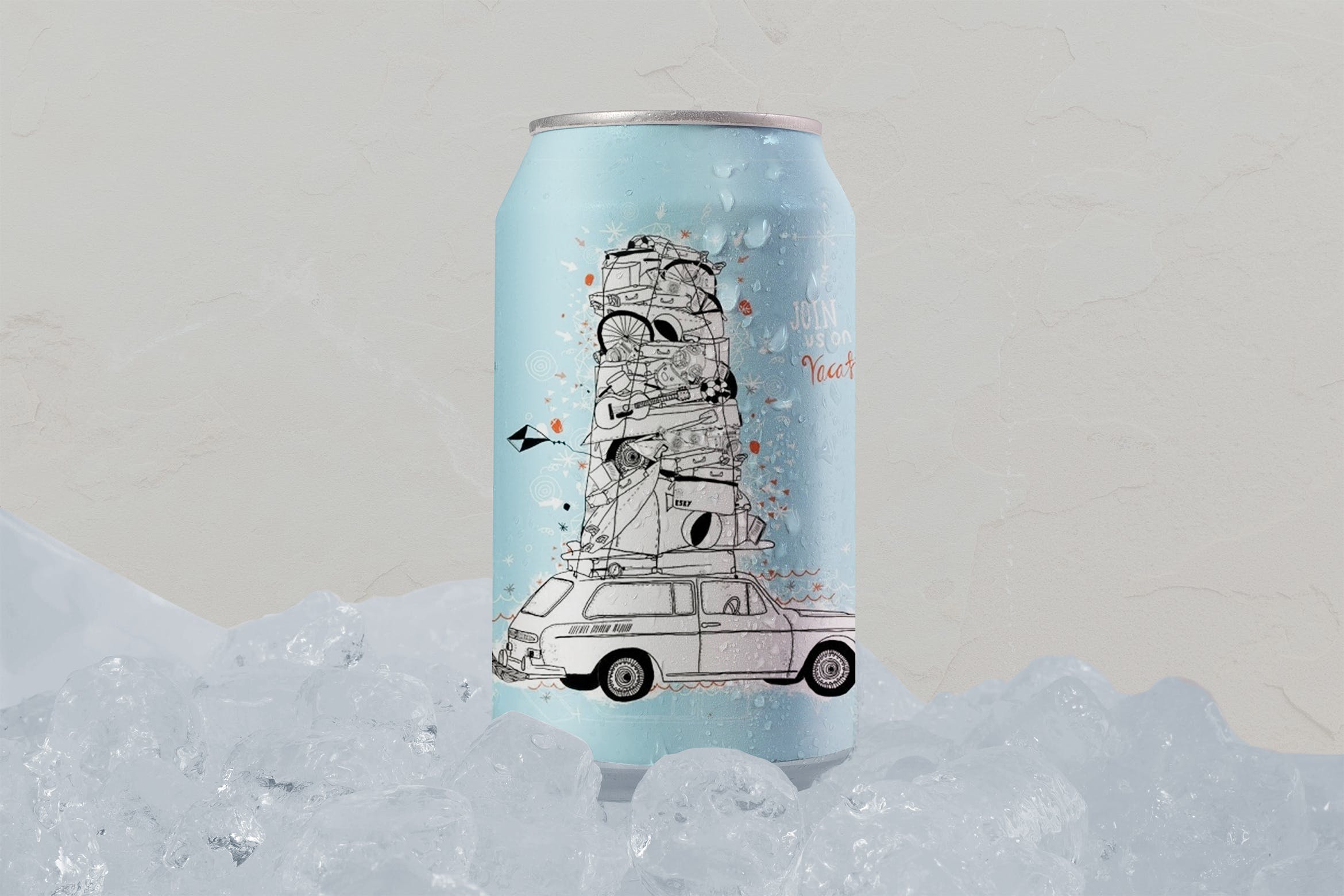 易拉罐外观设计效果预览样机模板 Ice Fresh Can Mockup插图