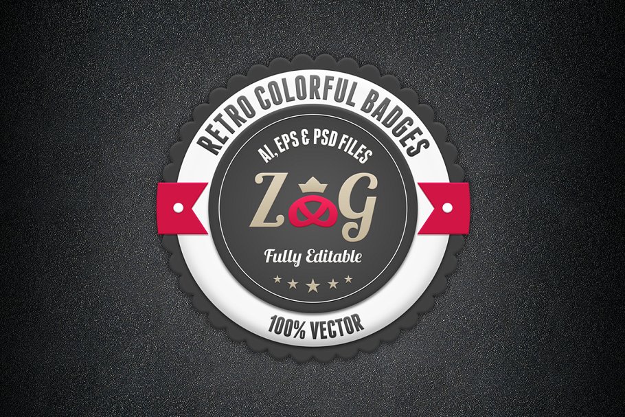 复古多彩徽章设计模板 Retro Colorful Badges插图