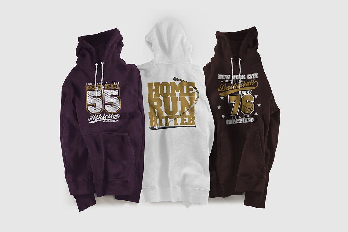 彩色连帽衫运动衫卫衣设计图样机模板 Color Hoodie Sweatshirt Mockup插图