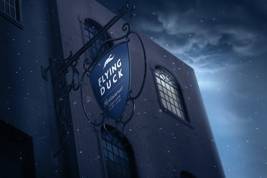 复古风格店招招牌样机 Vintage signboard mock-up插图(3)