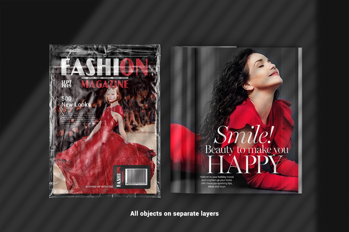 A4规格杂志场景样机模板 A4 Magazine Scene  Mockup插图(1)