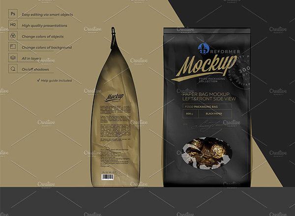 素材库下午茶：高端质感的纸袋包装袋样机展示模型版mockups