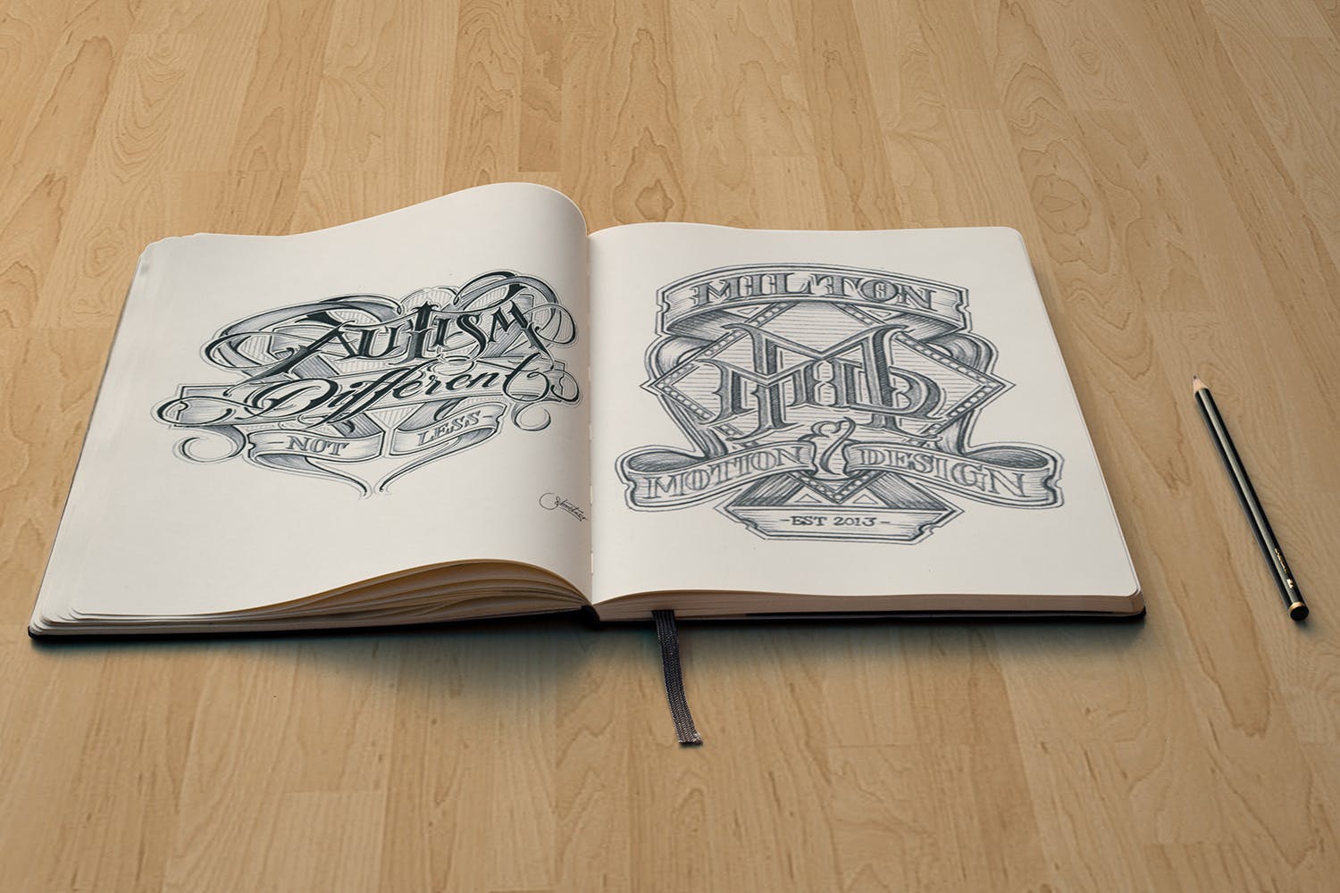 素描本内页设计/艺术作品展示前视图样机素材库精选 Sketchbook Mockup Front View插图(2)