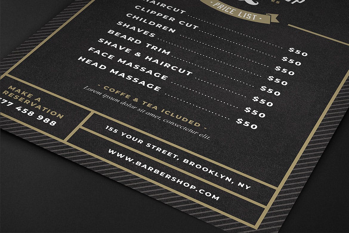 理发店美发沙龙主题促销广告海报传单模板 Barbershop Flyer插图(5)