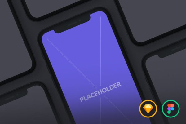 刘海屏iPhone手机等距网格素材库精选样机模板[黑色版本] Presentation Mockups Dark