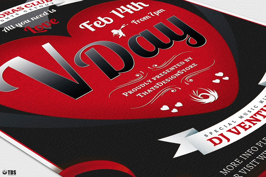 情人节主题传单活动目录PSD模板v8 Valentines Day Flyer+Menu PSD V8插图(5)