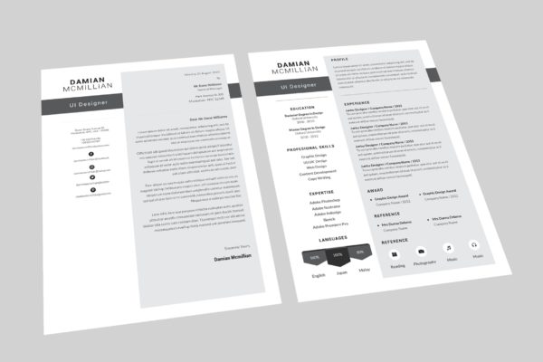 UI/UX交互设计师简历模板 Damian UI Resume Designer