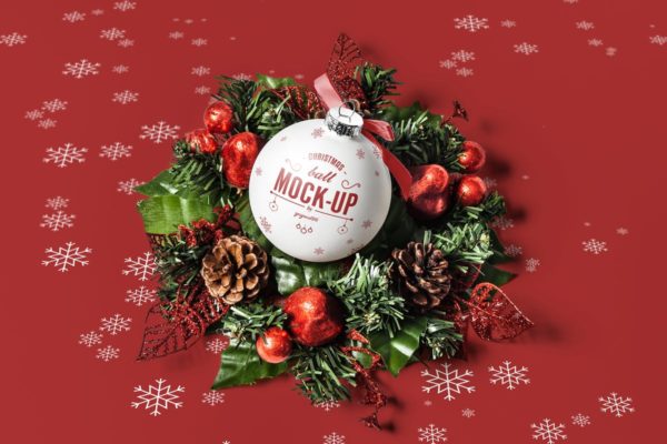 圣诞球外观图案设计效果图样机素材库精选 Christmas Ball Mock-up