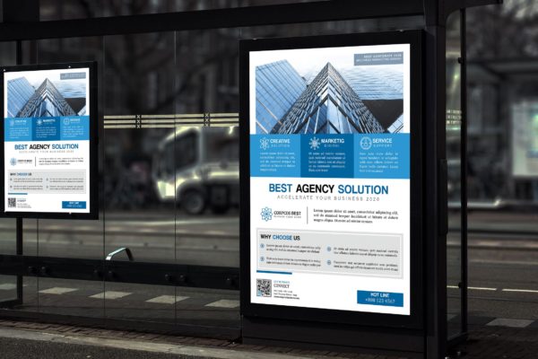 极简设计风格企业公交站宣传海报PSD素材素材库精选模板 Corpcos – Minimal Corporate Poster HR