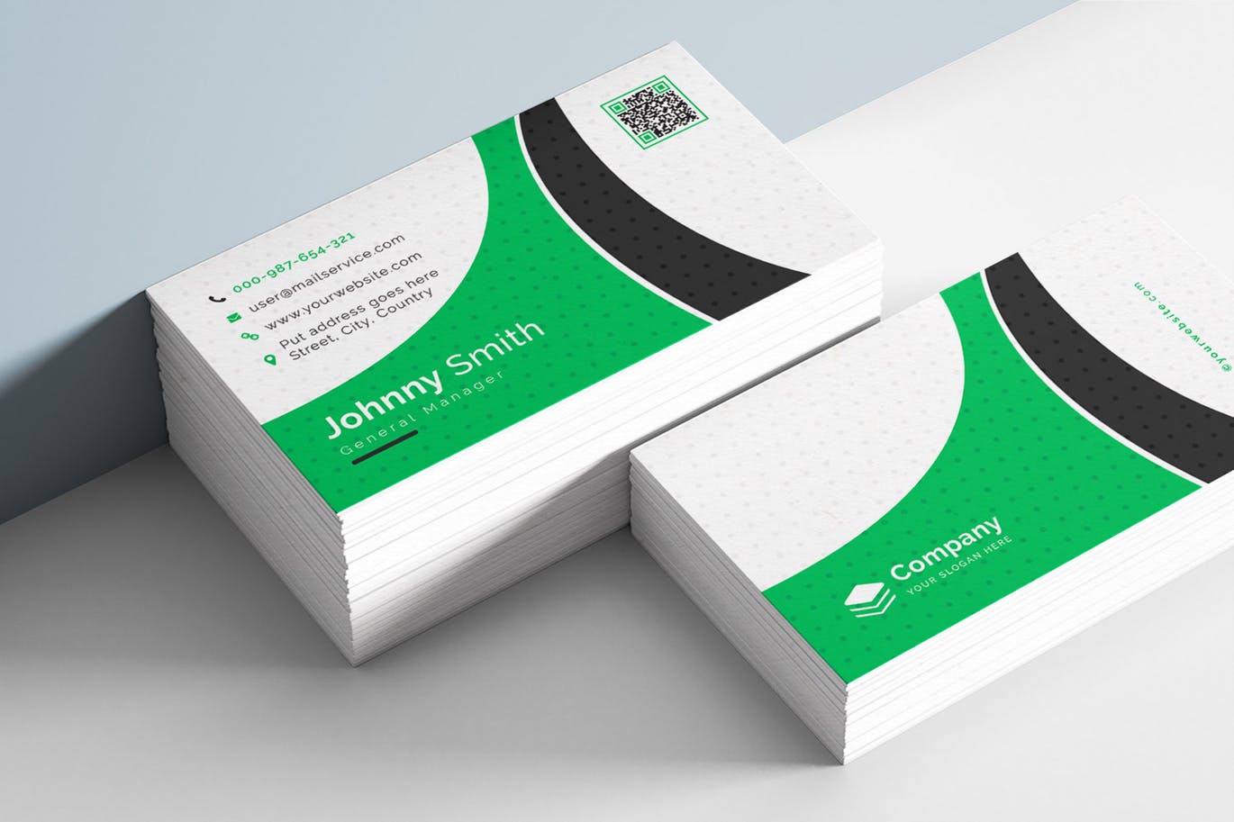 等距圆点三色设计风格企业素材库精选名片模板 Business Card插图(2)